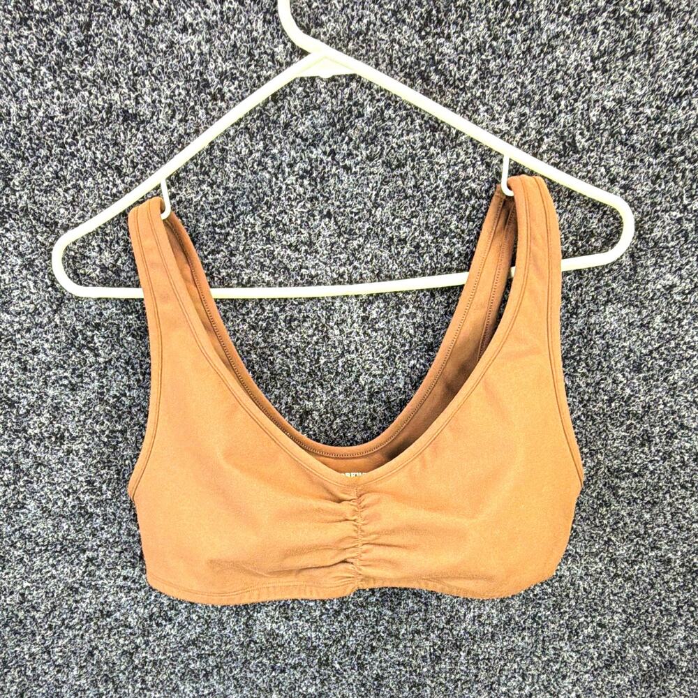 WeWoreWhat Bra Womens Large Brown Ruched Front Scoop Neck Stretch Bralette